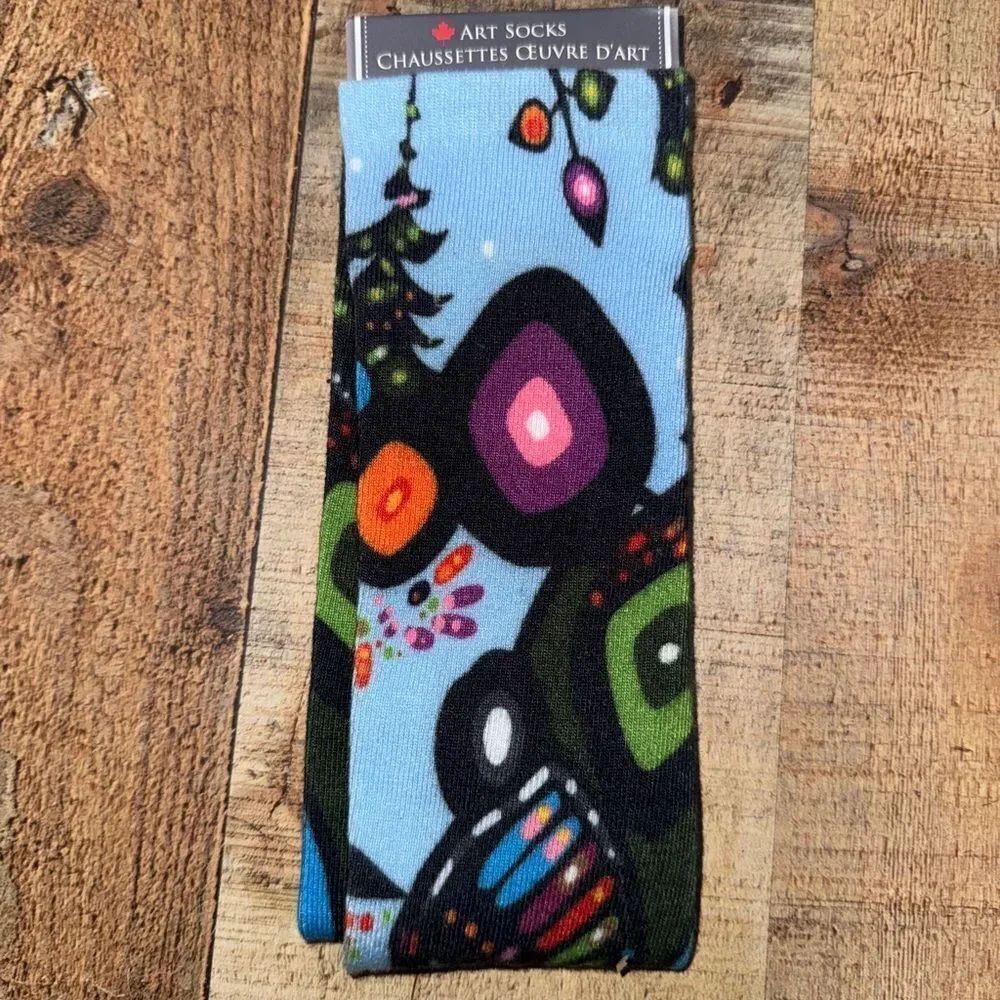Oscardo Discover Canada Art Socks John Rombough Chipewyan Dene Artist Nwt